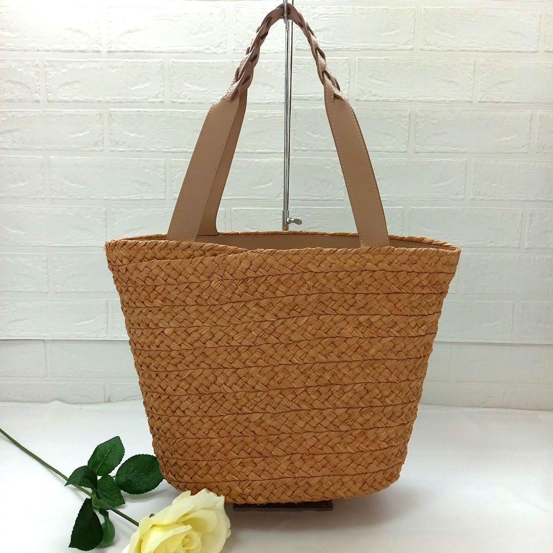 HELEN KAMINSKI ラフィア レザー トートバッグ 肩掛け カゴバッグ