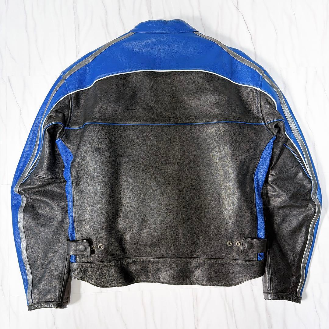 アルパインスターズ レザーライティングジャケット ライナー付 黒×青 Lサイズ