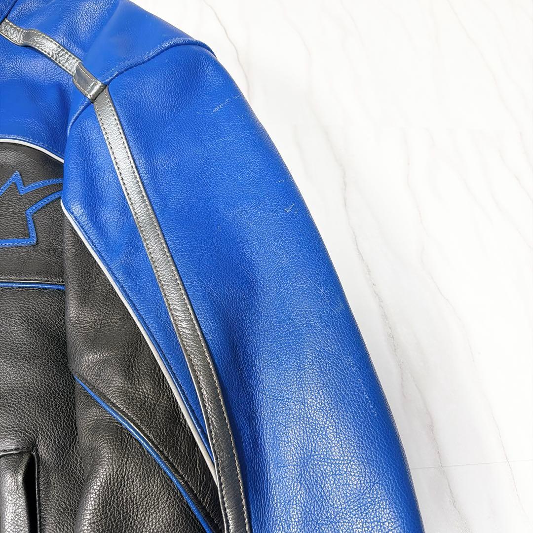 アルパインスターズ レザーライティングジャケット ライナー付 黒×青 Lサイズ