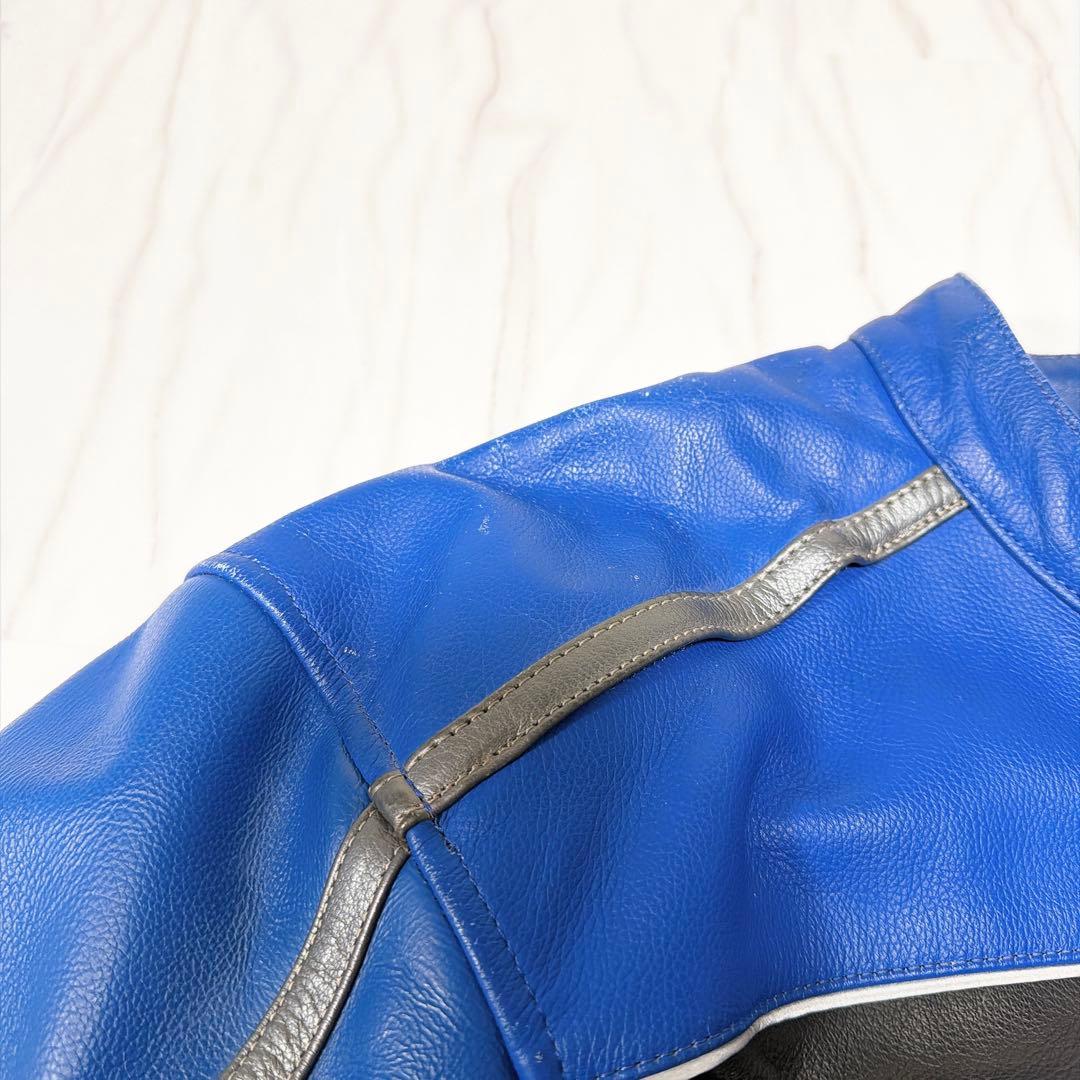 アルパインスターズ レザーライティングジャケット ライナー付 黒×青 Lサイズ