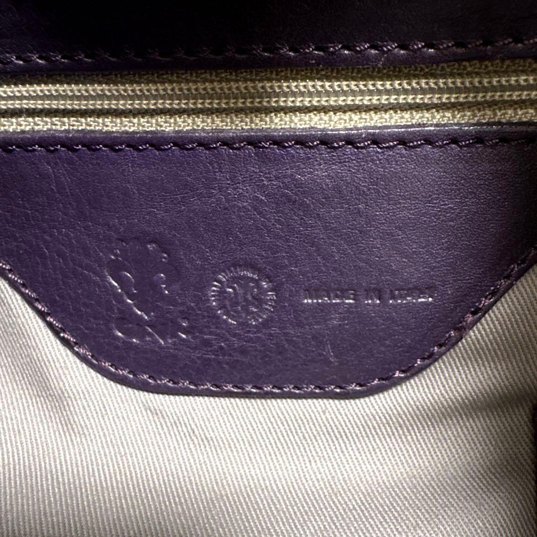 【未使用級】チーバ レザー 本革 巾着 ショルダーバッグ 2way パープル