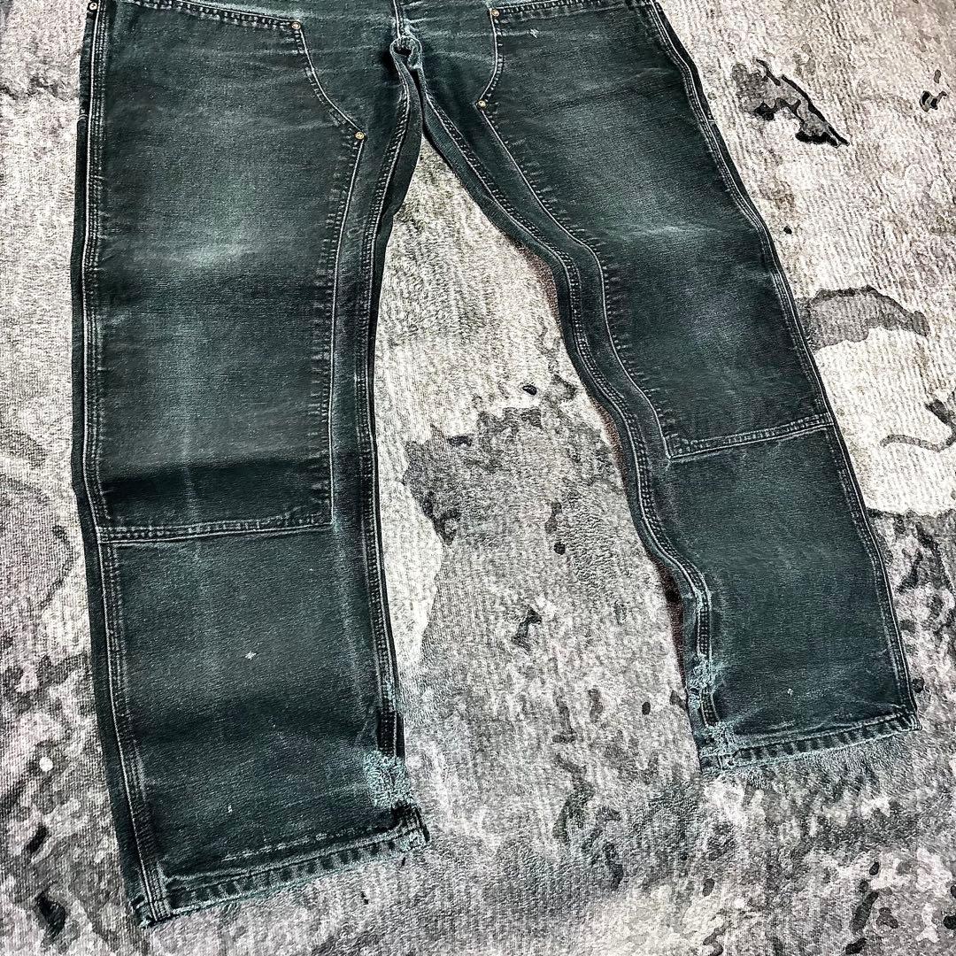 00s USA製 36×34 Carhartt 極上フェード 黒ダック 一点物