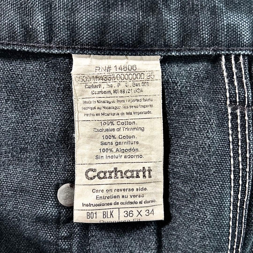 00s USA製 36×34 Carhartt 極上フェード 黒ダック 一点物
