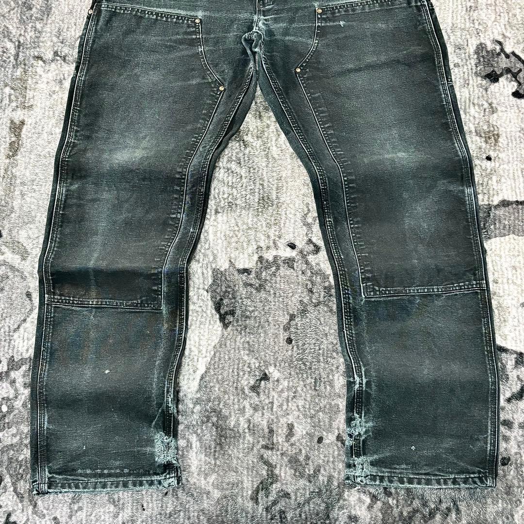 00s USA製 36×34 Carhartt 極上フェード 黒ダック 一点物