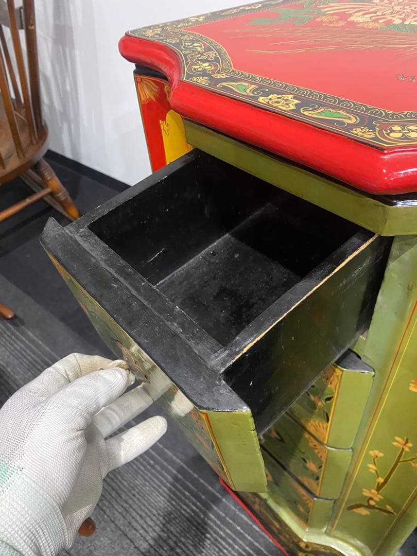 レトロ　ペイント　キャビネット　アジアン　ヴィンテージ