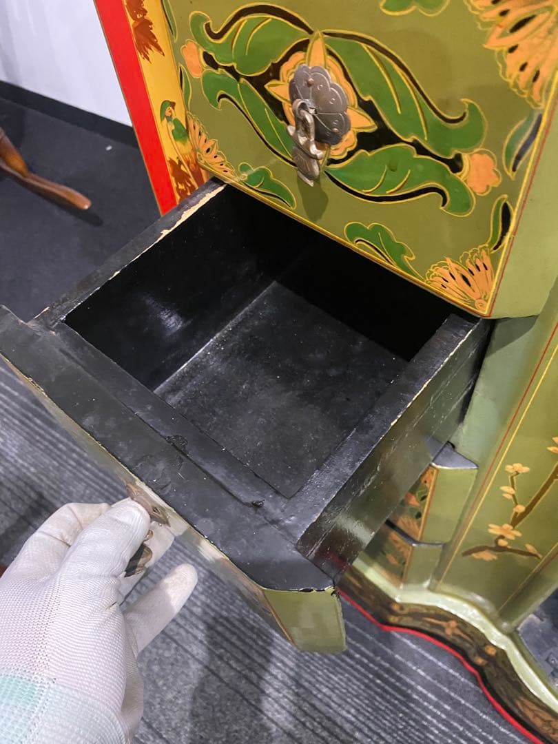 レトロ　ペイント　キャビネット　アジアン　ヴィンテージ