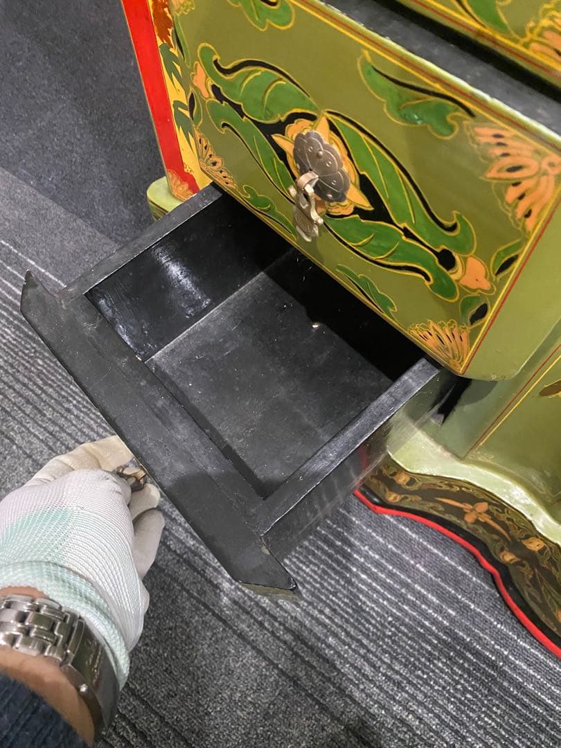 レトロ　ペイント　キャビネット　アジアン　ヴィンテージ