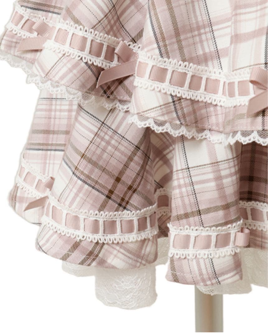 LIZLISA☆ハシゴリボンチェックティアードスカパン