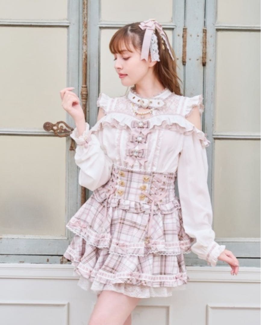 LIZLISA☆ハシゴリボンチェックティアードスカパン