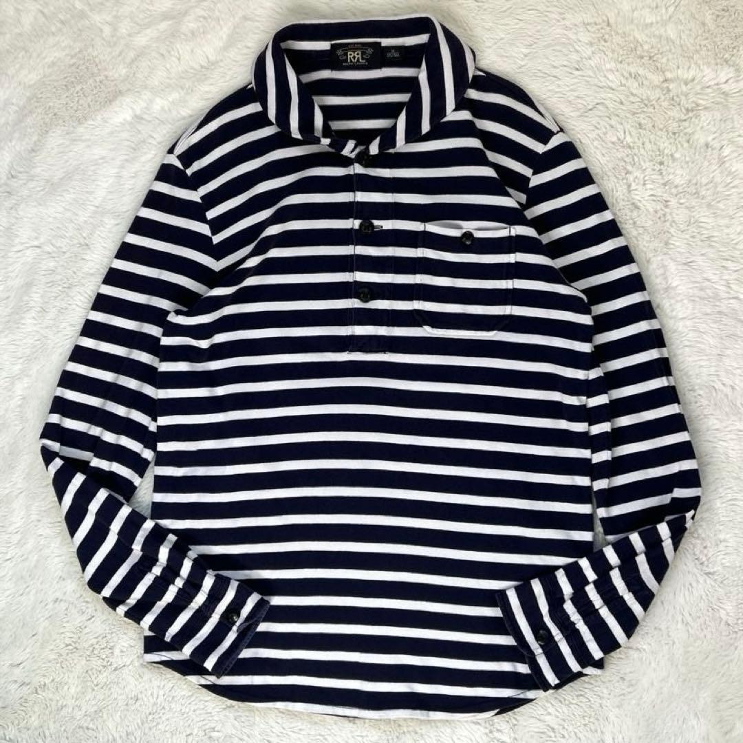 RRL /ダブルアールエル/ショールカラー ボーダーシャツ/M パープル