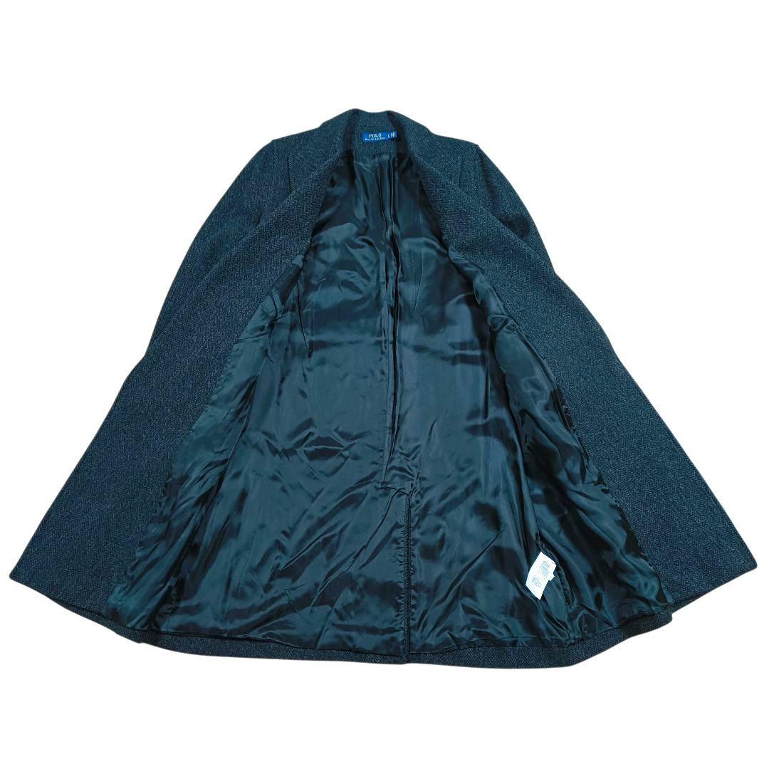 美品✨️ポロラルフローレン　ロングコート　ガウン　グレー系　L　ヘリンボーン