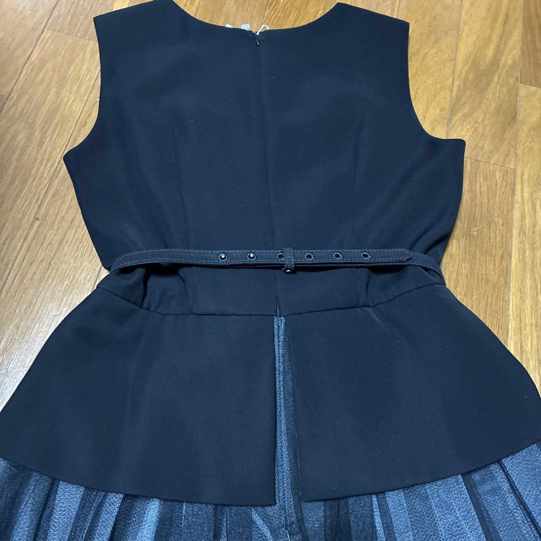 rirefete ワンピース　袖なし　チュールレース　レイヤード　黒　9号 新品