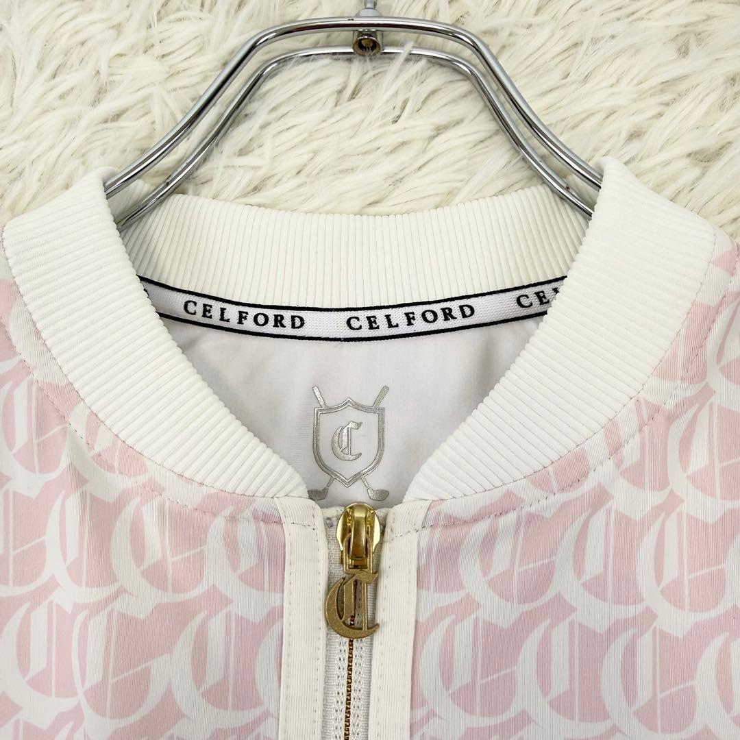 未使用級 近年 セルフォード ゴルフ モノグラムPTカットカーディガン CG