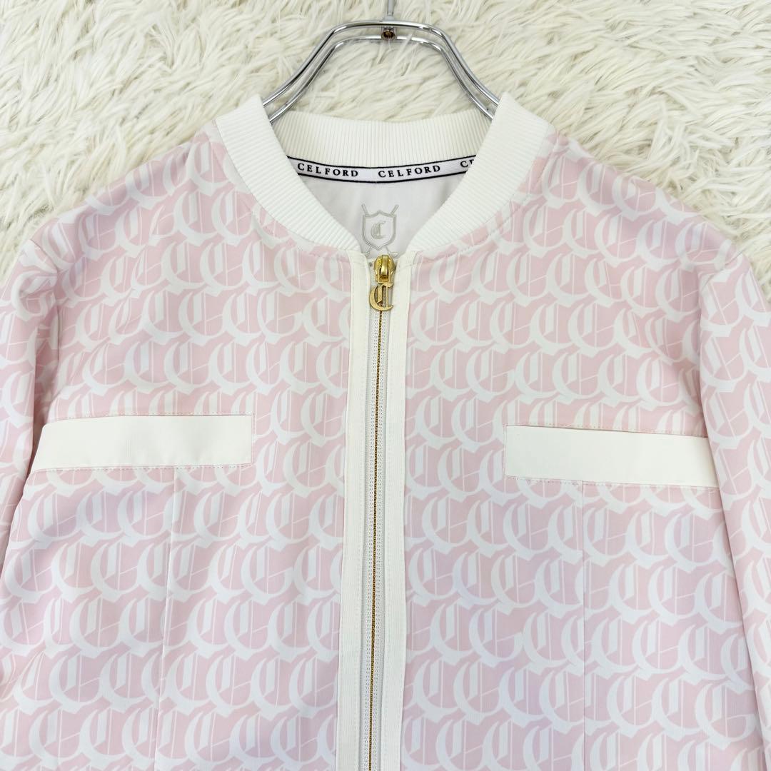 未使用級 近年 セルフォード ゴルフ モノグラムPTカットカーディガン CG