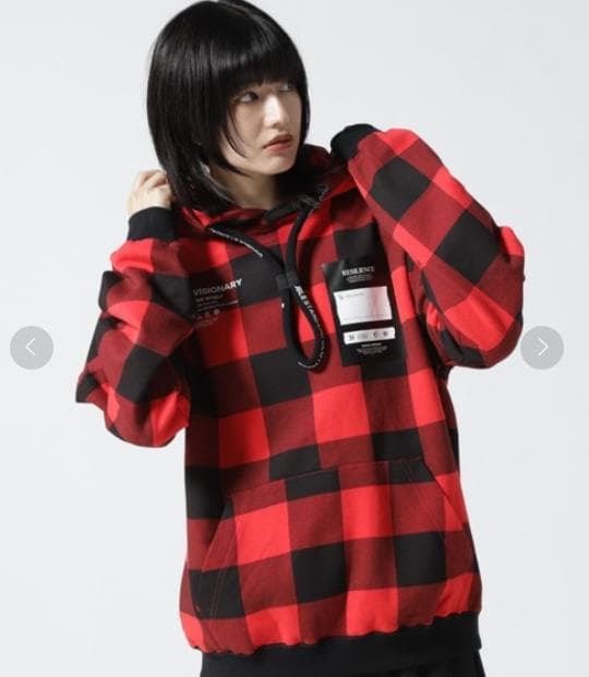 ダブルスタンダードクロージング オリジナルバッファローチェックプリントフーディー