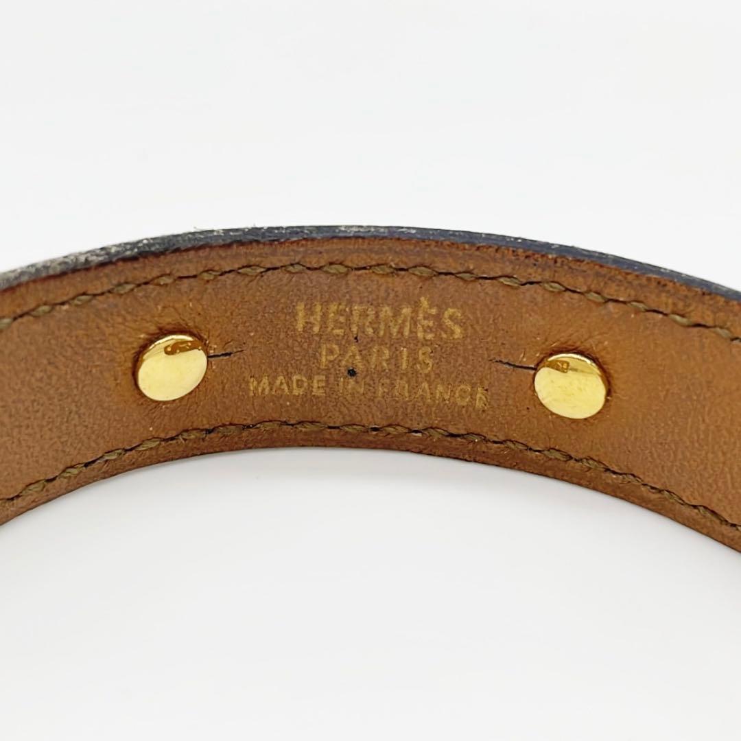 vintage HERMES レザーカフ ブラックxゴールドバングル
