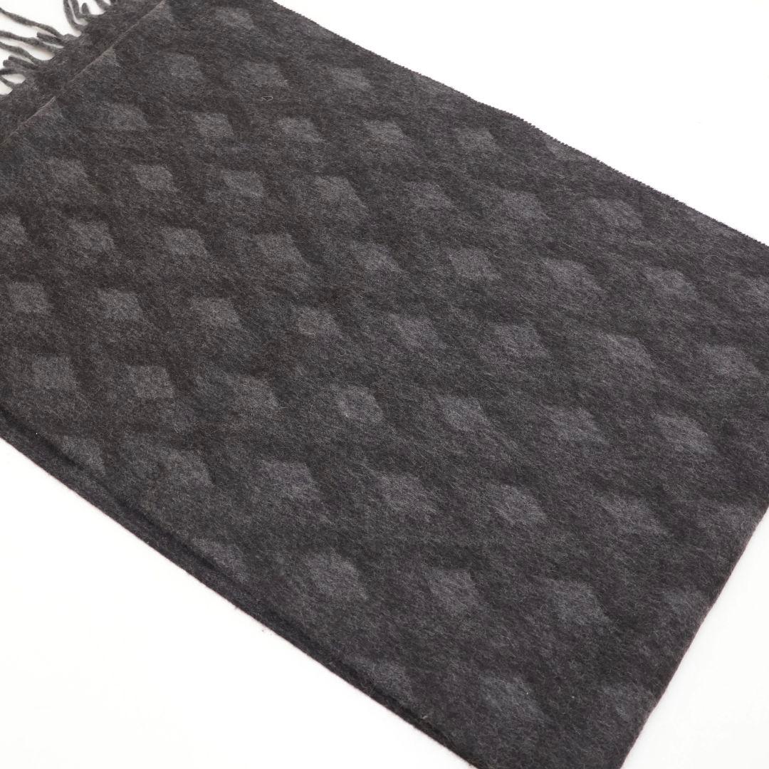 美品 ダンヒル カシミヤ ダイヤモンドパターン マフラー ダークグレー