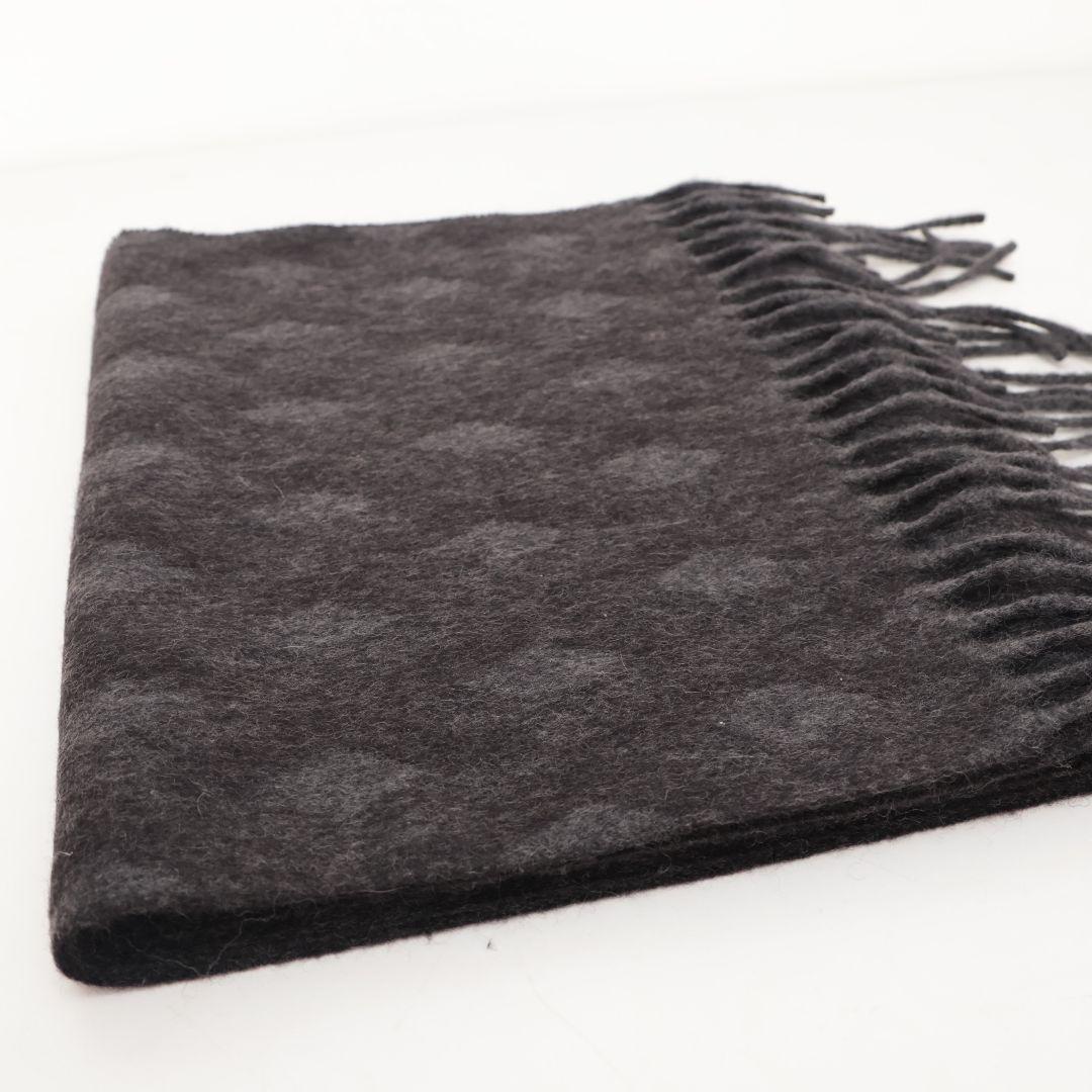 美品 ダンヒル カシミヤ ダイヤモンドパターン マフラー ダークグレー