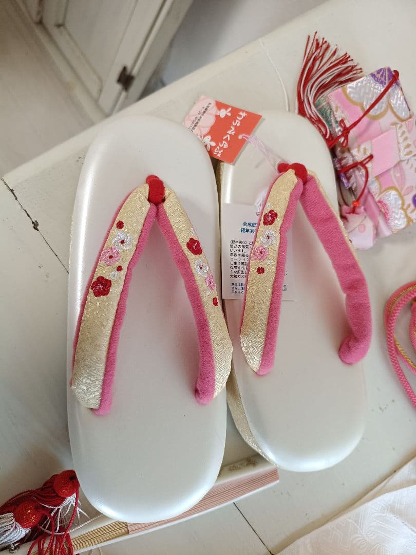 上級品☆正絹☆誂え☆クリーム色の着物に作り帯セット☆七五三７歳ハーフ成人式