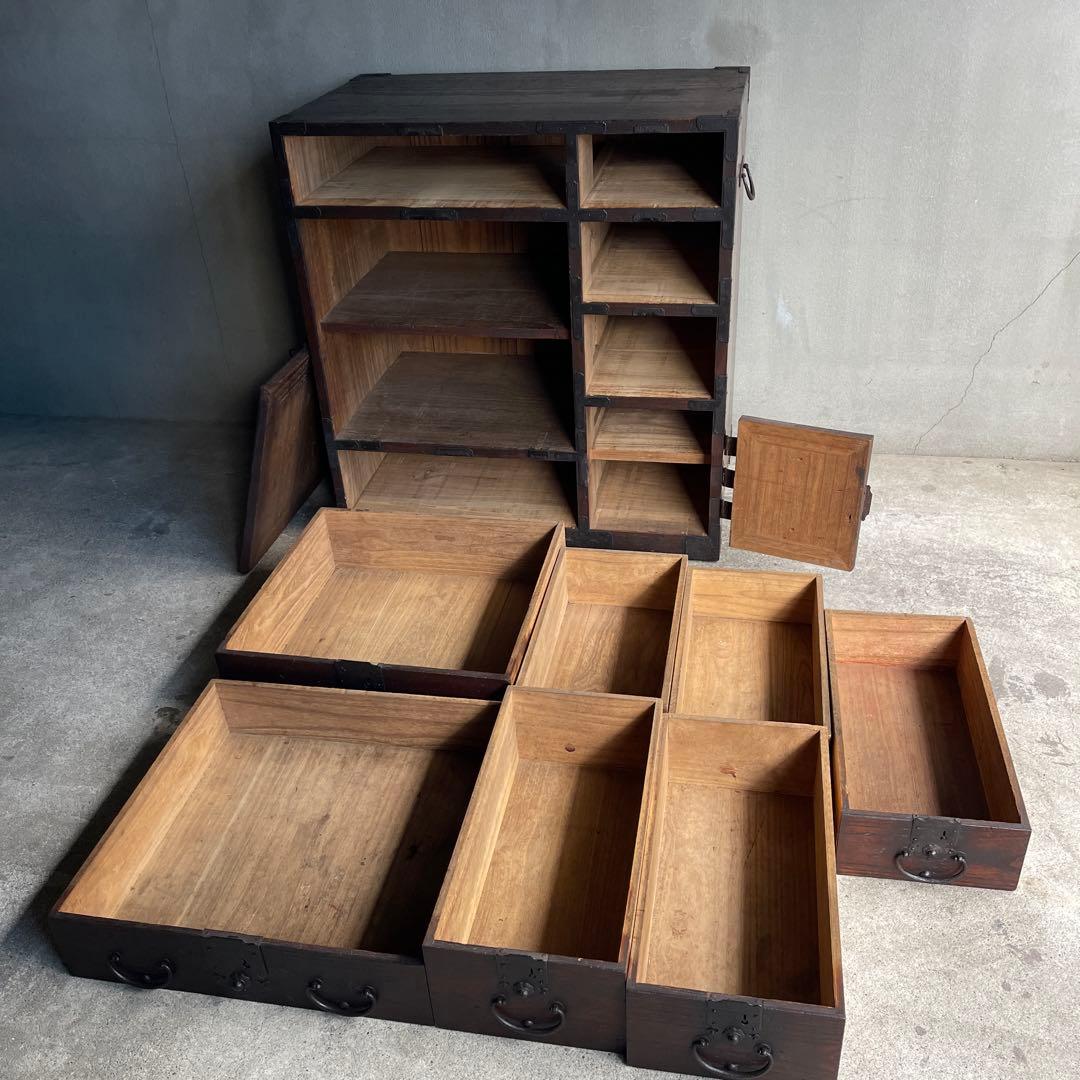 小箪笥 和製アンティーク 箪笥 時代箪笥 小物収納 引き出し 帳場箪笥　骨董