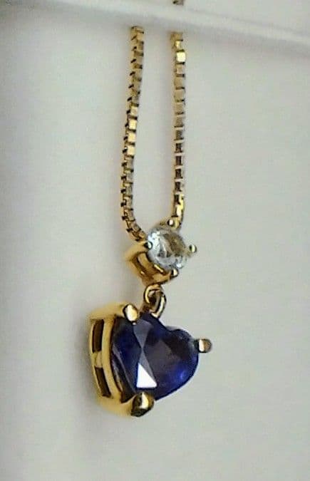 【一点物】K18 ハートのブルーサファイア×アクアマリン 特注ネックレス