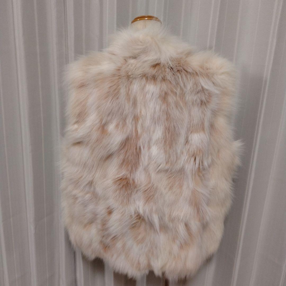 新同✩XL✩ブルーフォックス✩ファーベスト✩ジレ✩軽い✩ジッパー✩ゆったり