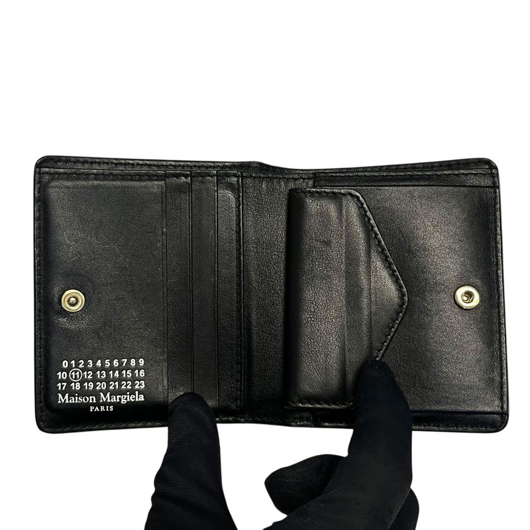 希少✨メゾンマルジェラ 二つ折り財布 バイフォールド 4ステッチ ブラック