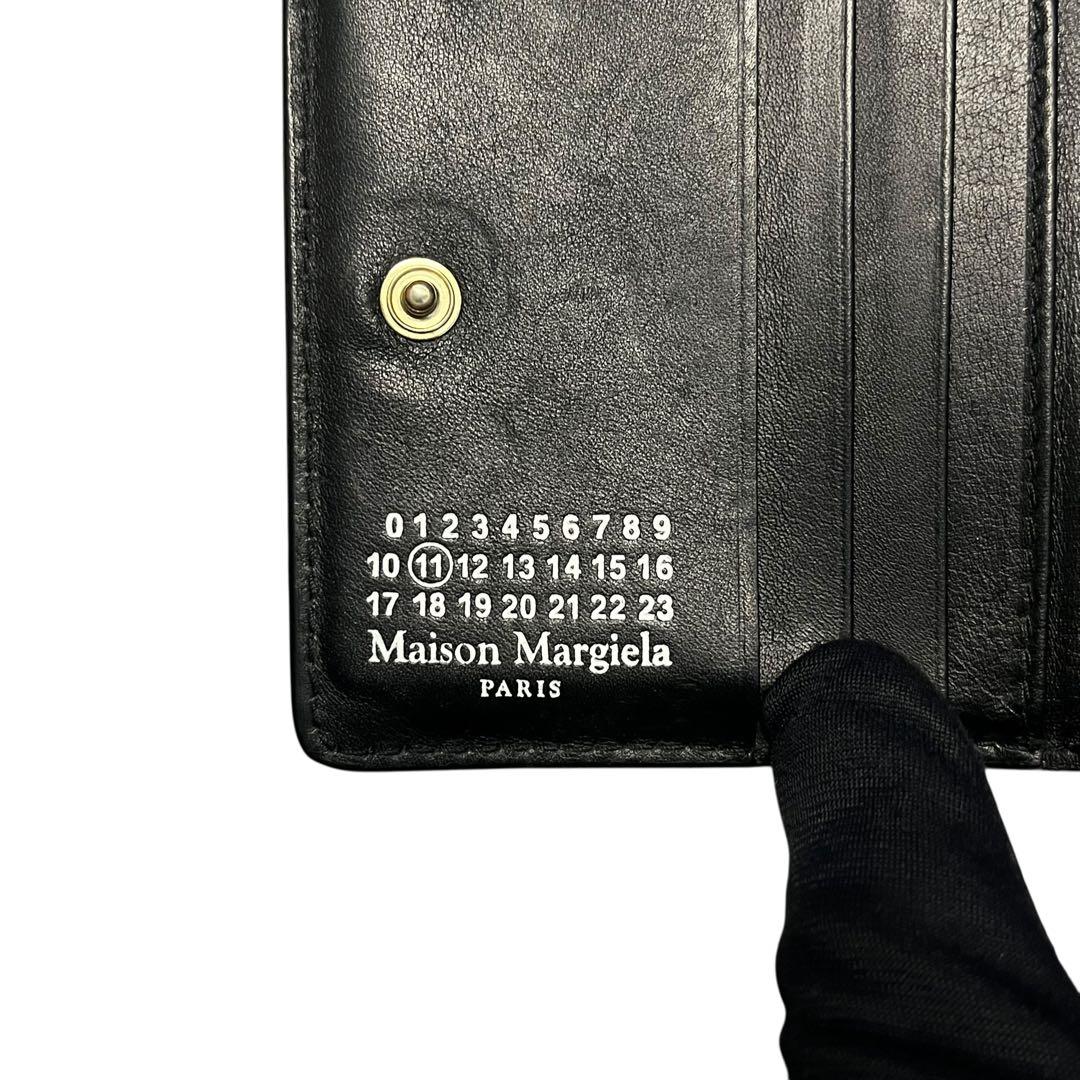 希少✨メゾンマルジェラ 二つ折り財布 バイフォールド 4ステッチ ブラック