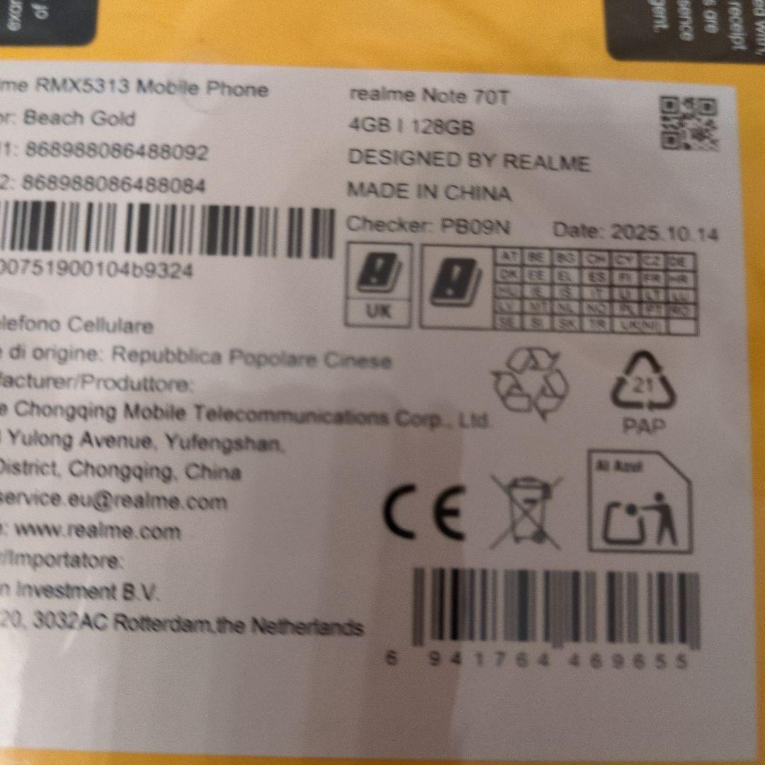 realme Note 70T Gold 4GB+64GB ゴールド