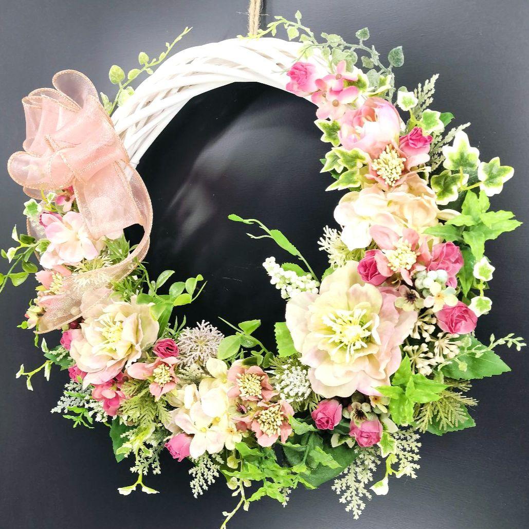 商品名【春陽】ゆきこ♥クリスマスローズのフラワーリース 春リース