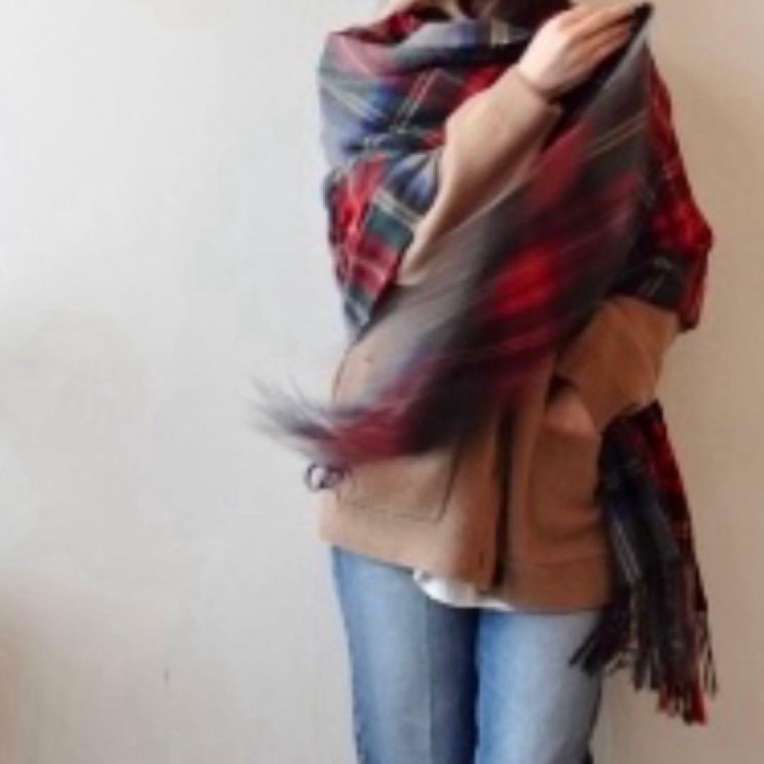 極上カシミヤ100%☆大判 ストール☆ グレーチェック