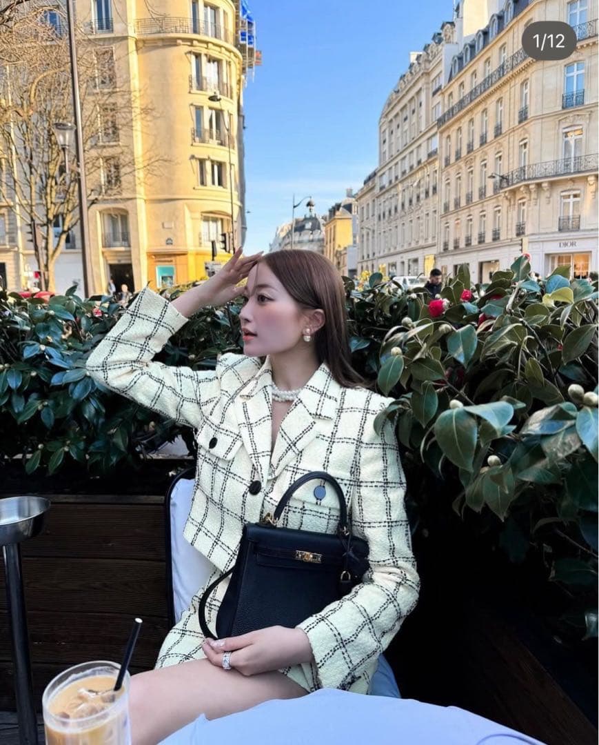 【最安値】sheller シェリエ 5th check tweed jacket