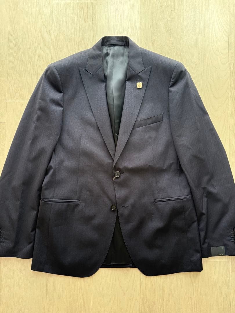 ※シャア 未使用 LARDINI ウールスーツ 50 ミッドナイトブルー