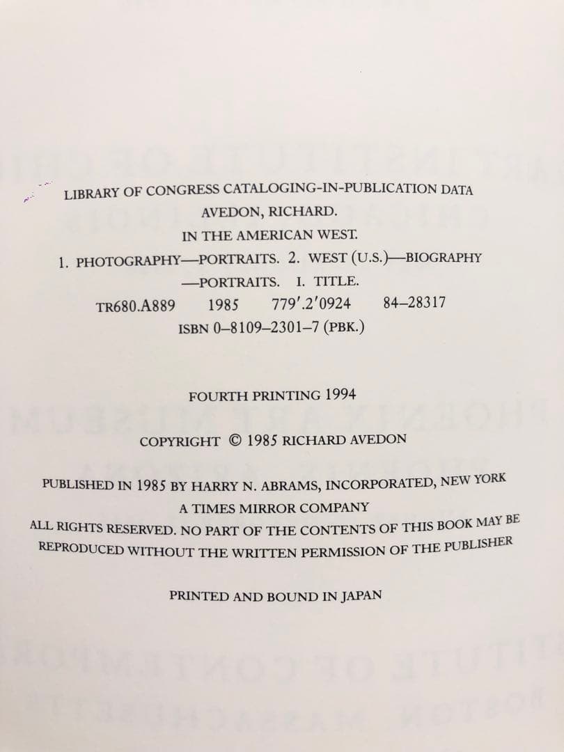 【値下げ】In the American West 写真集 リチャードアヴェドン