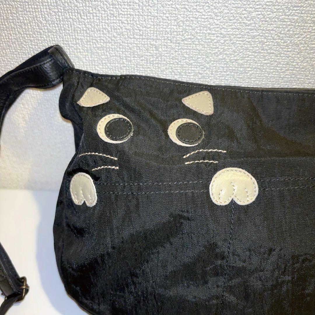 【IBIZA】イビサ ショルダーバッグ 肩掛け 猫 ナイロン ブラック