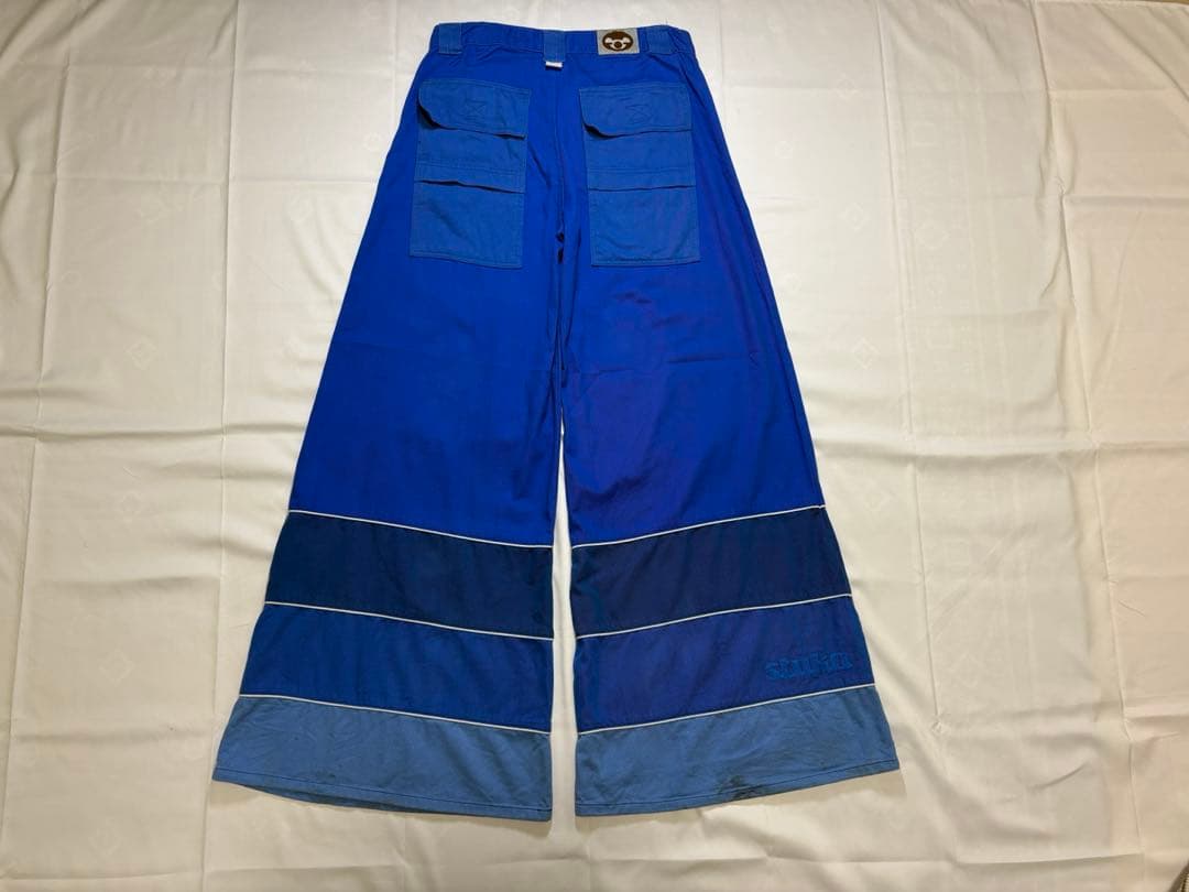 stuka レイブパンツ ワイド フレア ブルー パイピング 90s Y2K