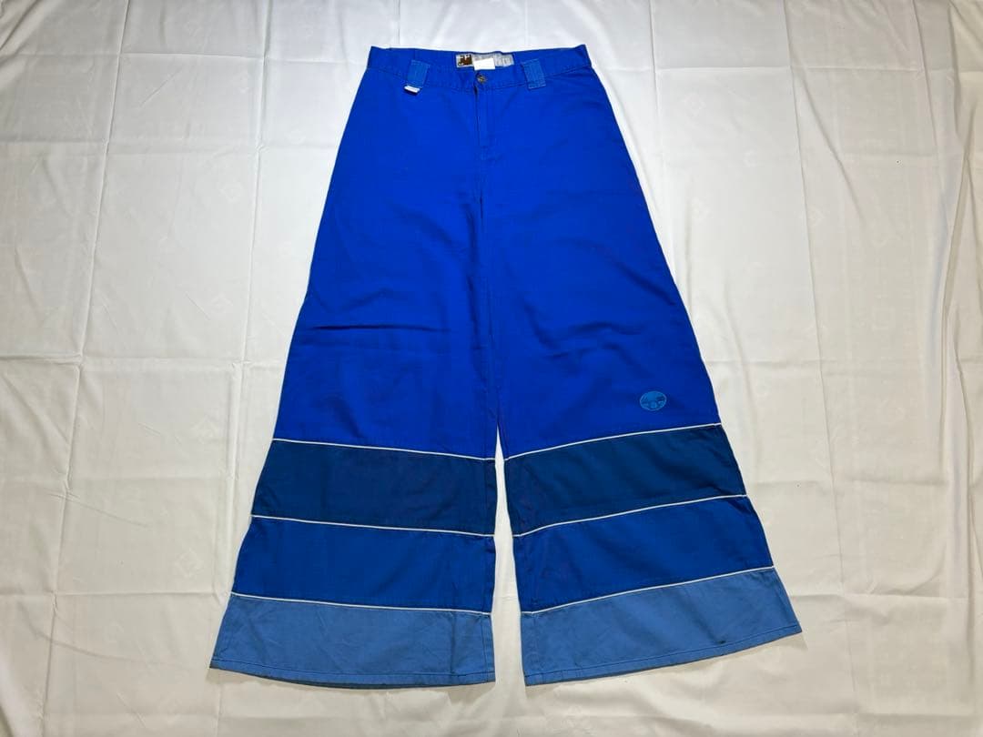 stuka レイブパンツ ワイド フレア ブルー パイピング 90s Y2K