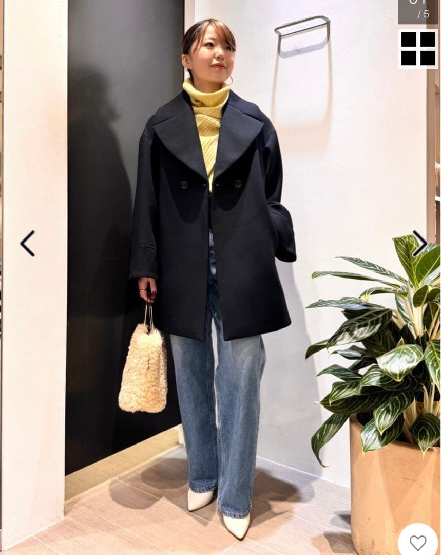 Rouge vif la cle ボンディングライトハーフコート　ネイビー　36