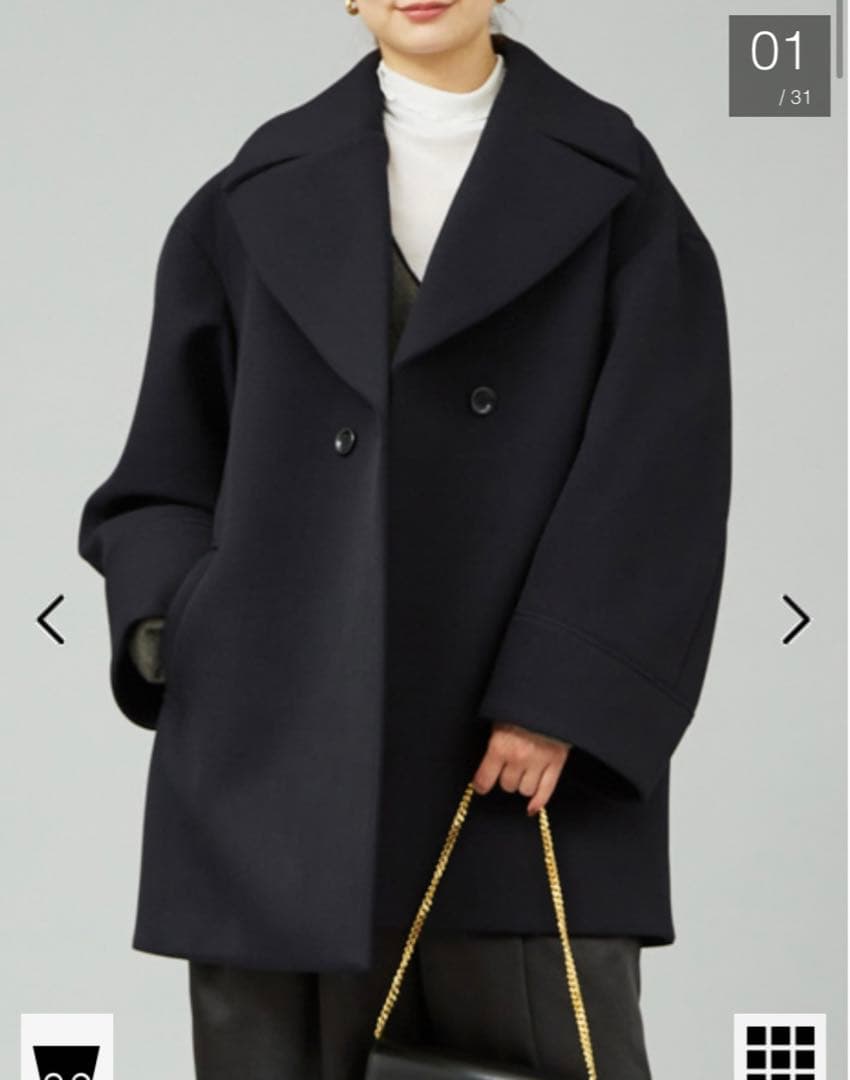 Rouge vif la cle ボンディングライトハーフコート　ネイビー　36