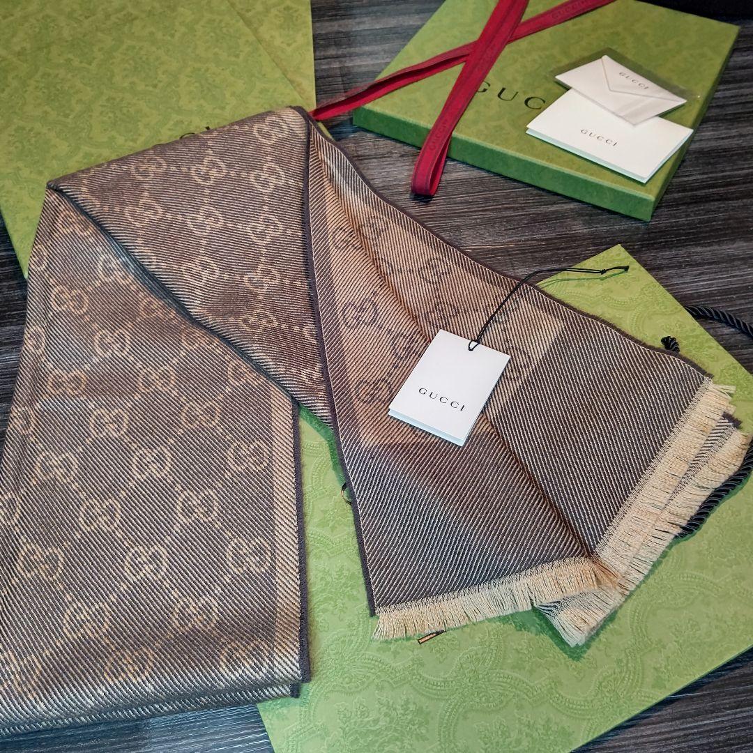 ❤新品箱袋付❤C.ロナウド愛用❤GUCCI マフラー ストール最高級ウール❤