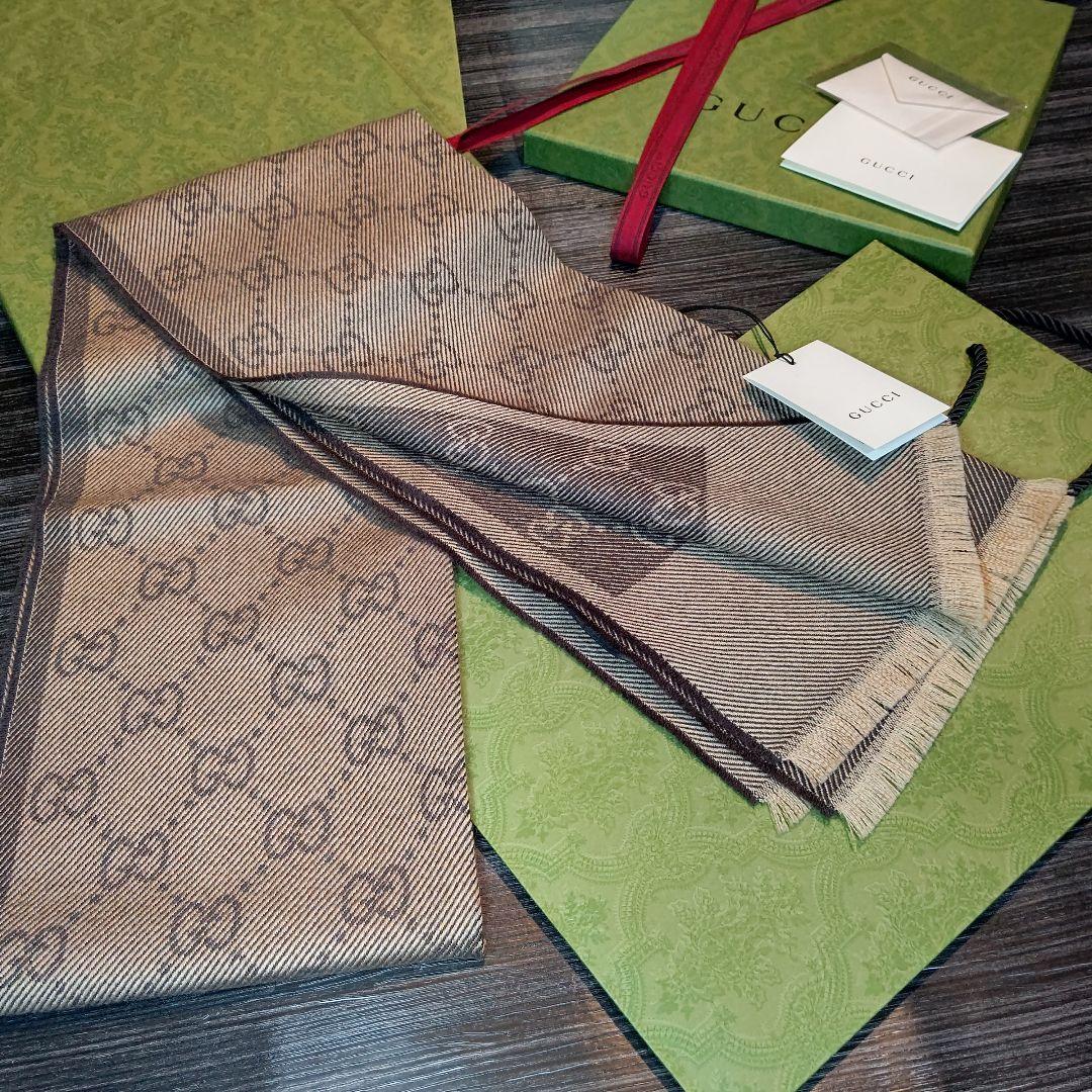 ❤新品箱袋付❤C.ロナウド愛用❤GUCCI マフラー ストール最高級ウール❤