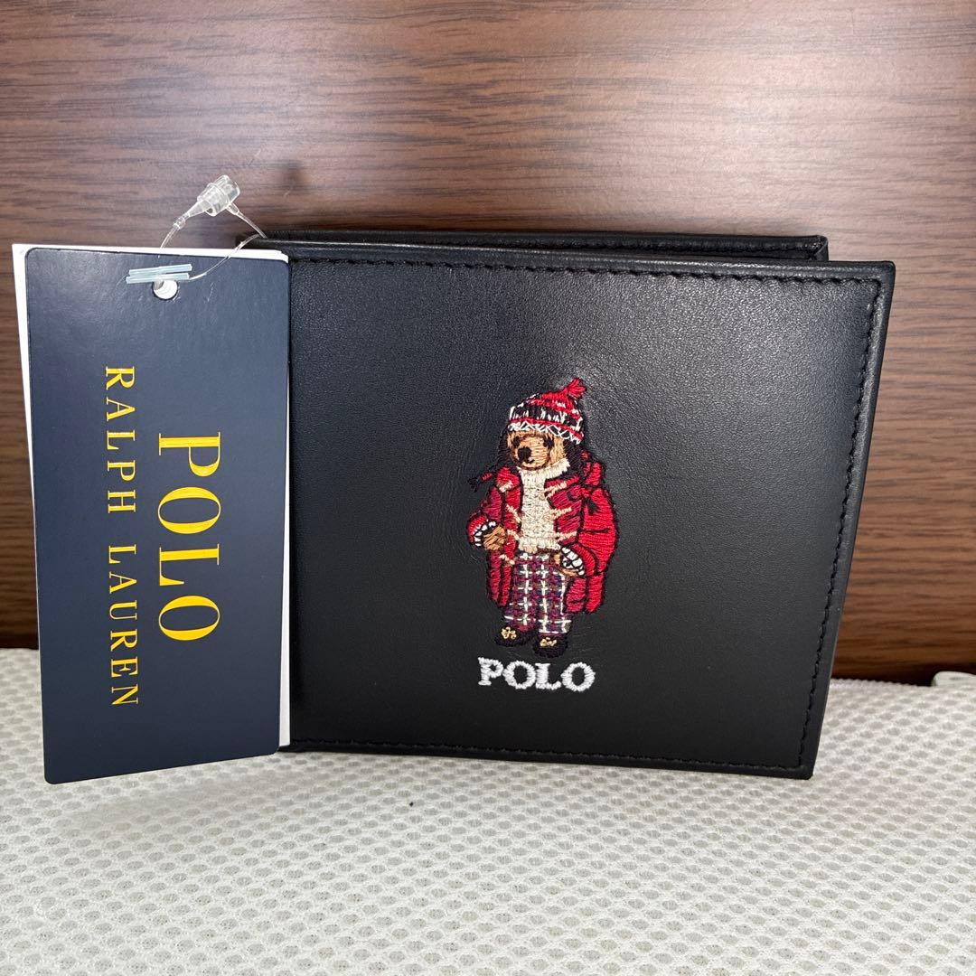 新品　ポロラルフローレン　二つ折り財布　ポロベア　ブラック