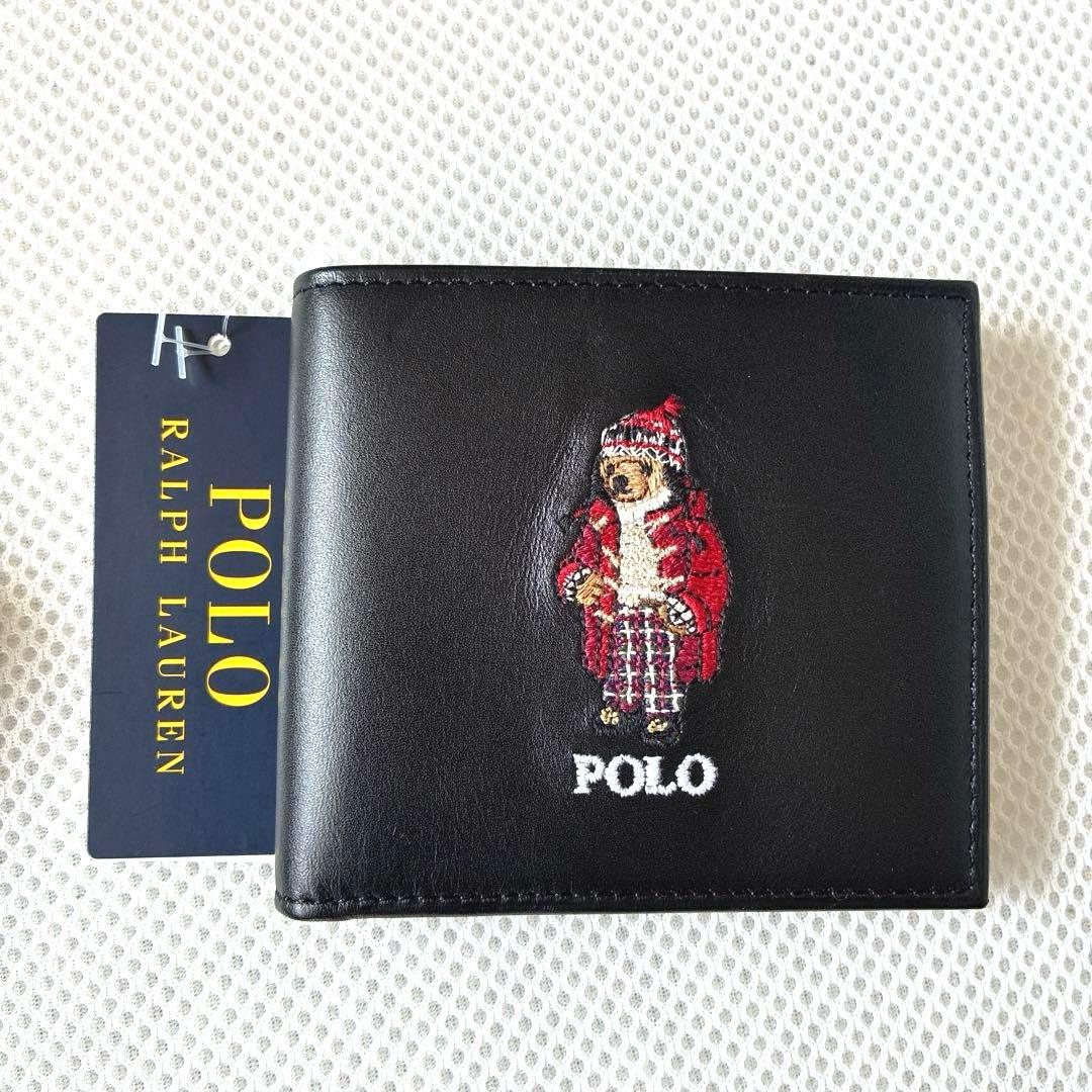 新品　ポロラルフローレン　二つ折り財布　ポロベア　ブラック