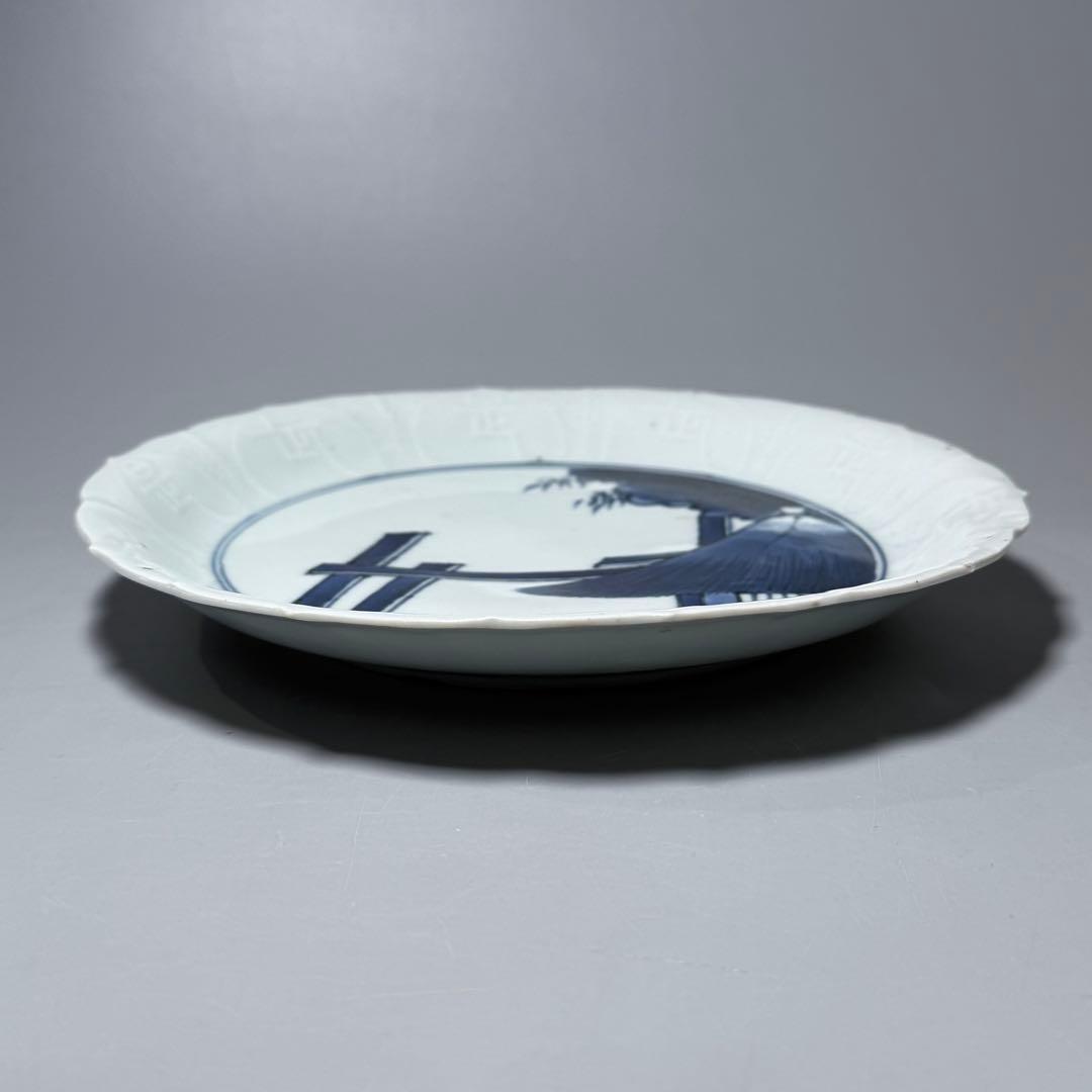 初期伊万里　古九谷様式　苫屋文輪花形中皿　図録掲載　小木一良著　博物館　古美術