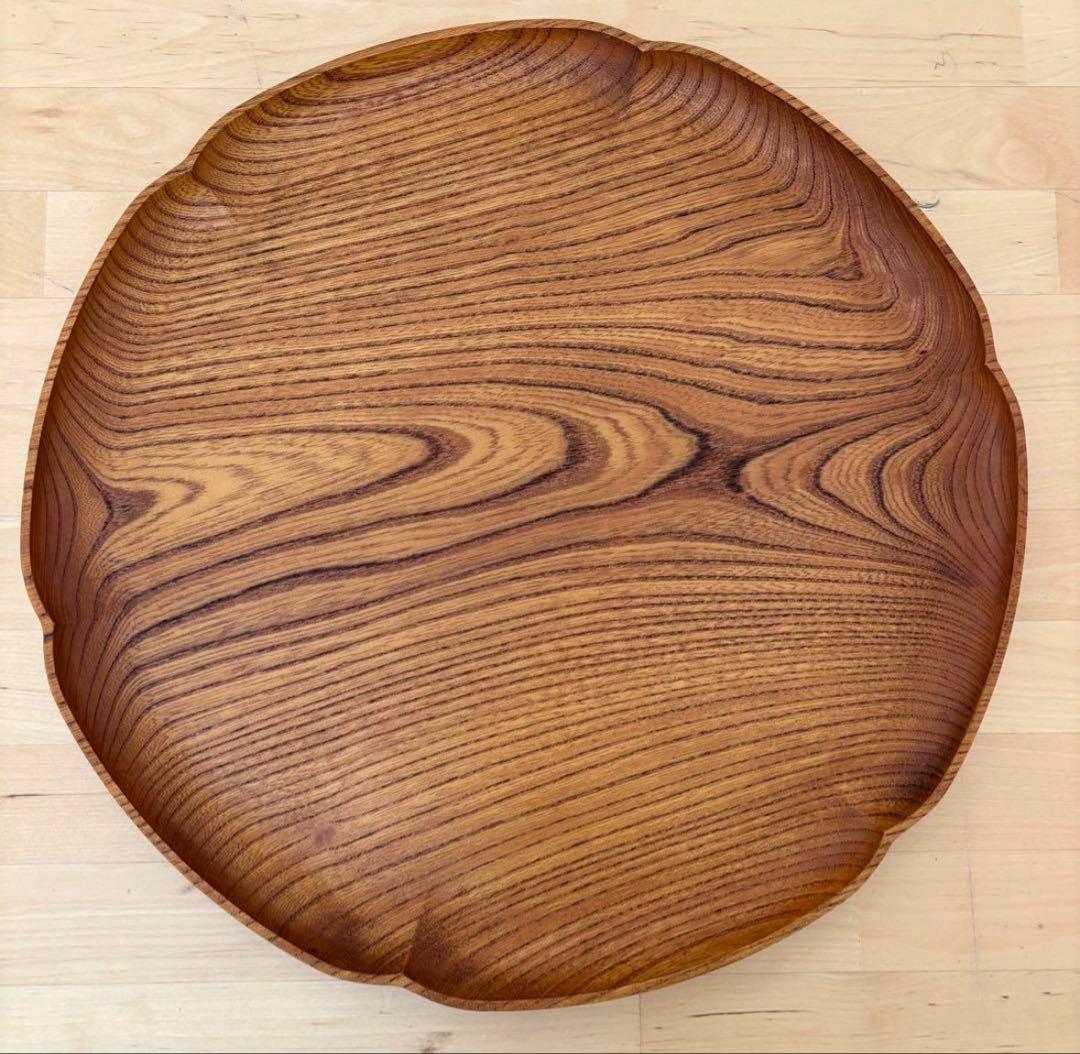 しょうちゃん！四十沢木材工芸KITOケヤキ雪輪盆1尺1寸2点おまとめ