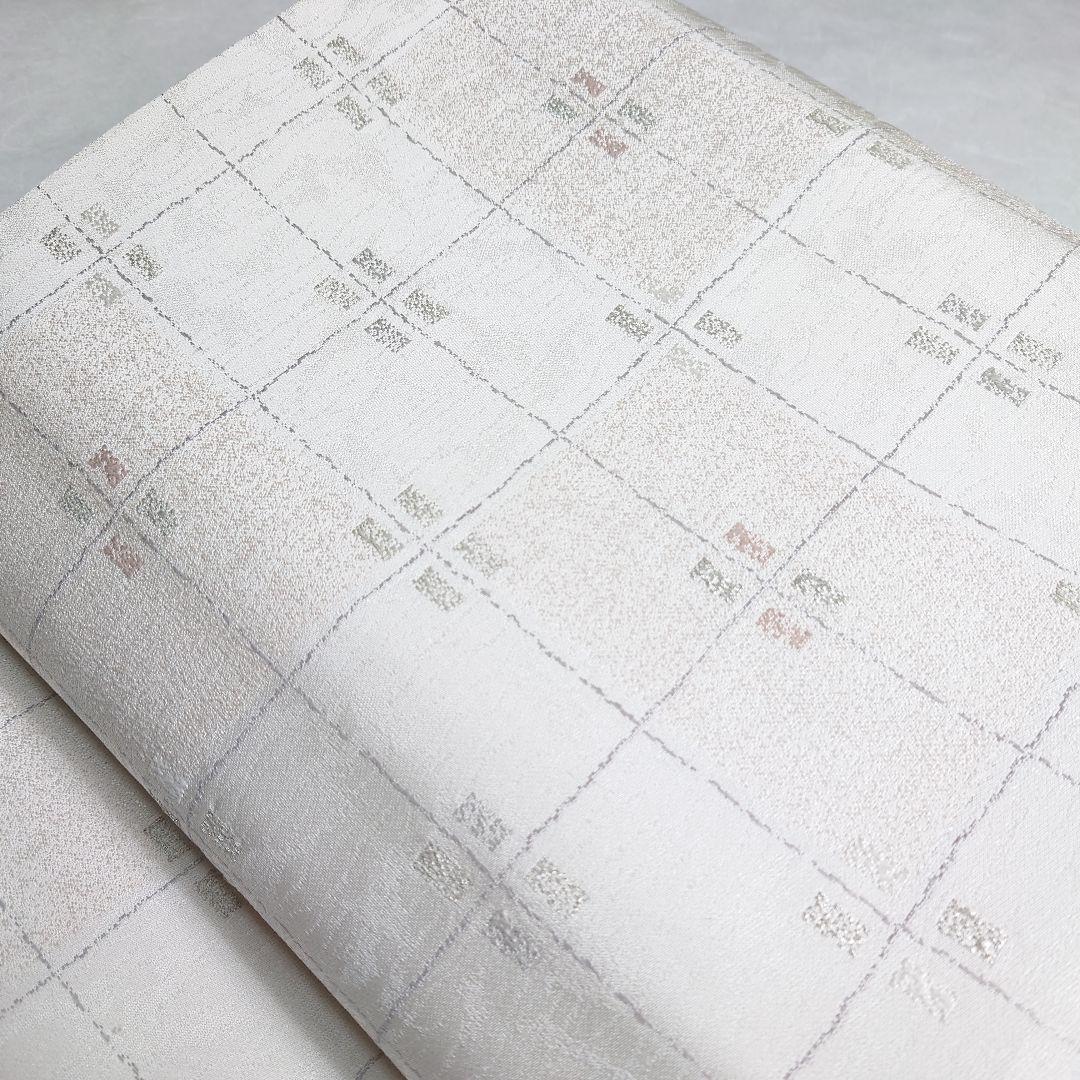 正絹 袋帯 六通柄 市松 白ベース 可愛い 逸品 美品