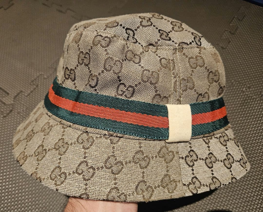GUCCI　バケットハット　シェリーライン+モノグラム　頭周58cm