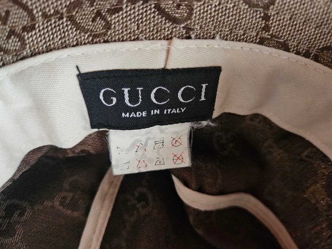 GUCCI　バケットハット　シェリーライン+モノグラム　頭周58cm