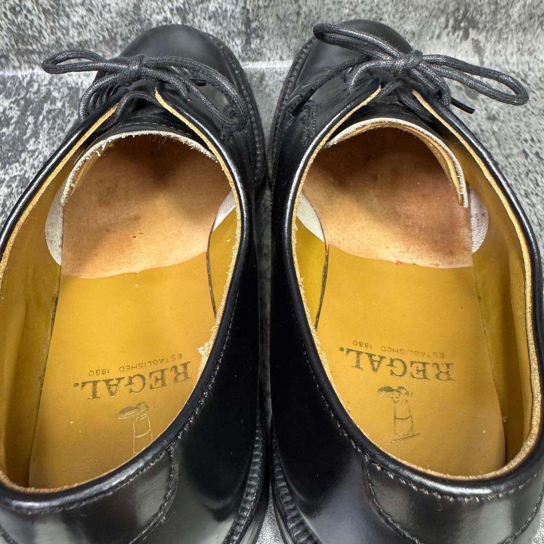 【美品】REGAL プレーントゥ ガラスレザー 2504 ブラック 24.5