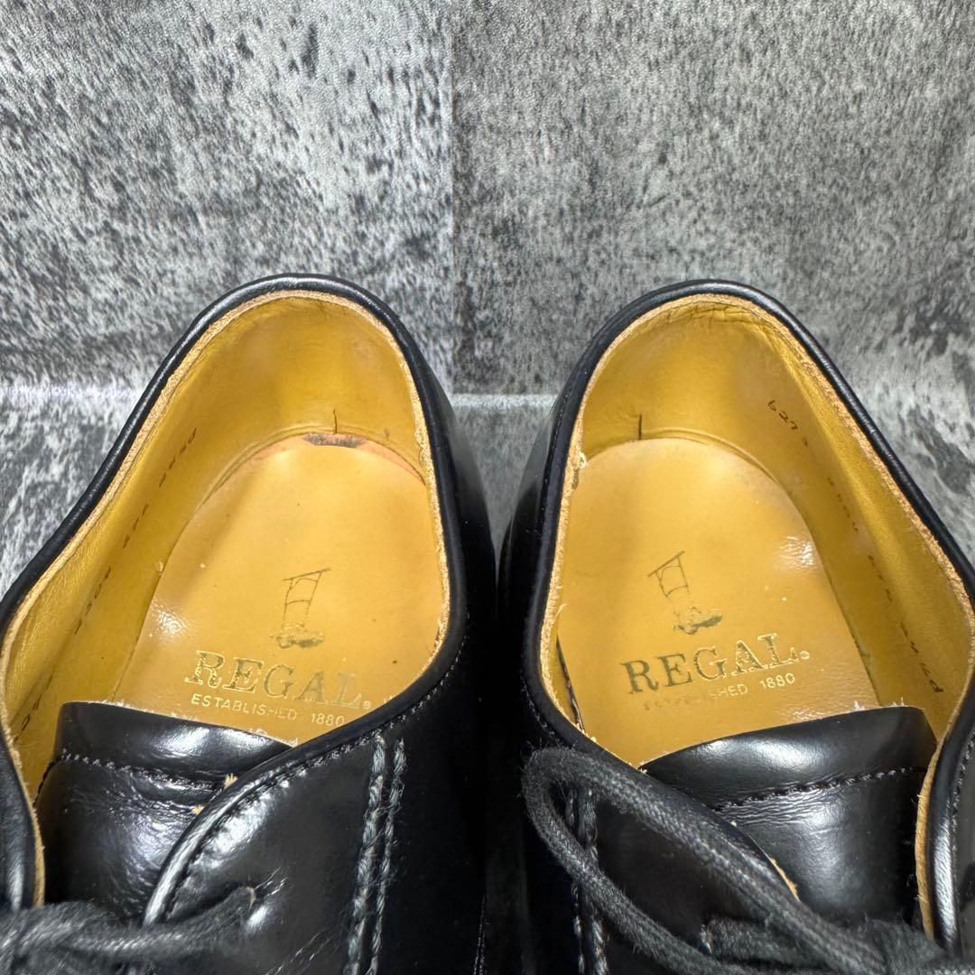 【美品】REGAL プレーントゥ ガラスレザー 2504 ブラック 24.5
